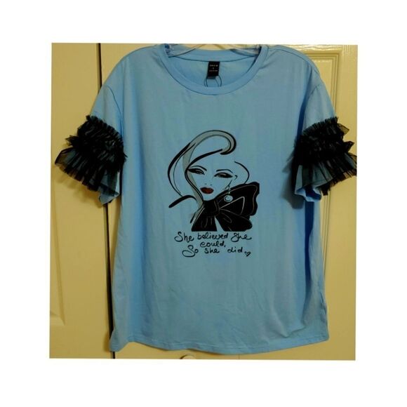 SHEIN Tops - Women's Slogan Sort Sleeve Tee by SHEIN with Tags NWT Size L